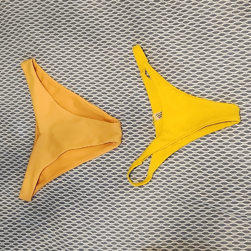 2 yellow bikini bottom